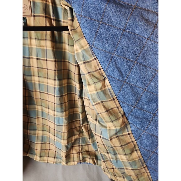 Vintage Lauren Jeans Co Jacket Womens Large Quilted Denim Equestrian Barn Coat - Picture 10 of 11